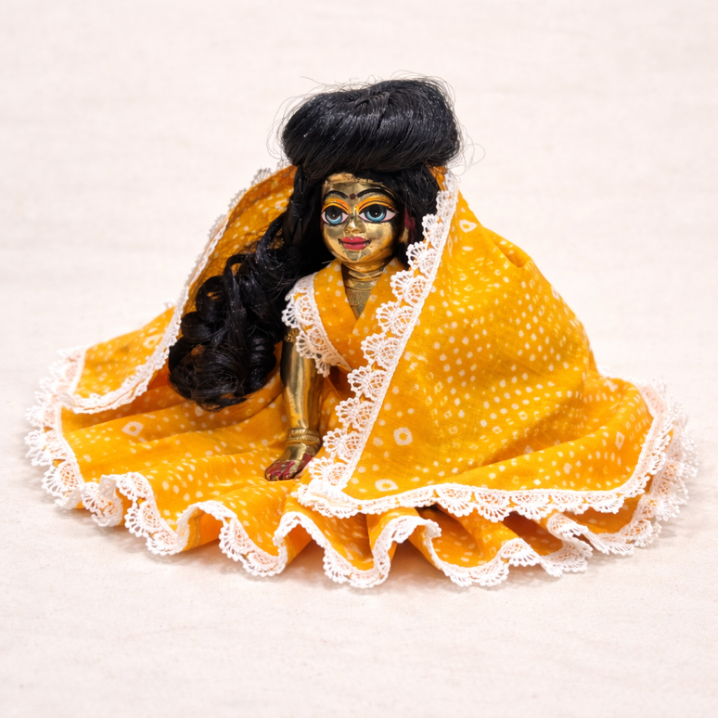 Jogan Meera Yellow Bandhani Print Poshak for Radha Rani