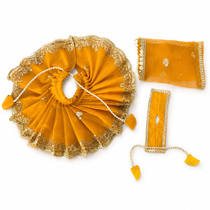 Jogan Meera Golden Single Net Poshak for Radha Ju