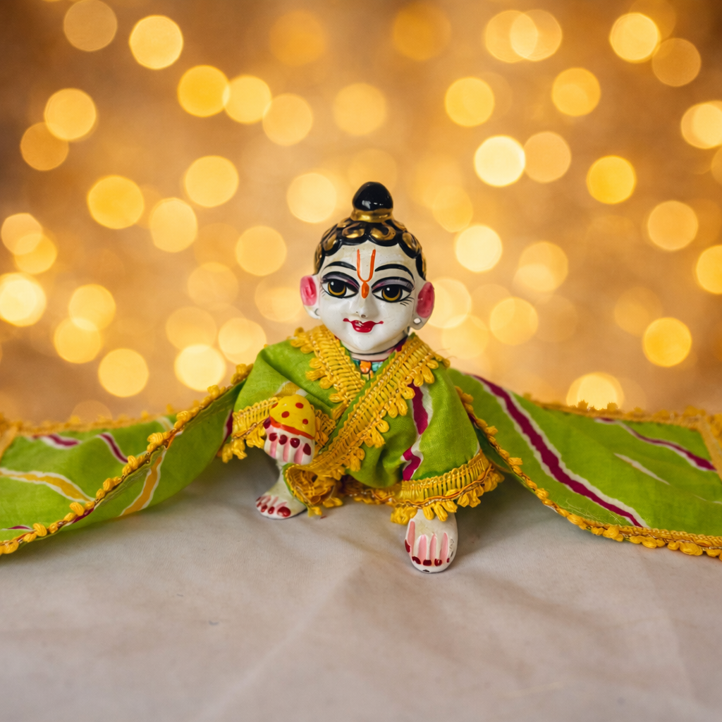 Jogan Meera Green Cotton Lehriya Chira Vastra for Lalan ju