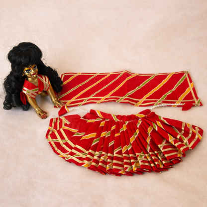 Jogan Meera Red Cotton Lehriya Poshak for Radha Rani
