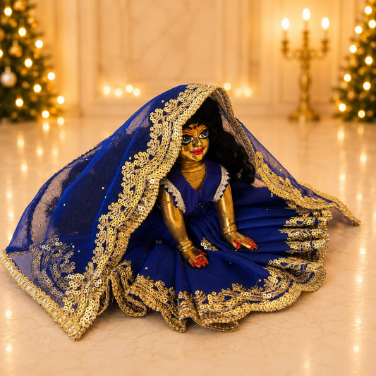Jogan Meera Dark Blue Single Net Poshak for Radha Ju