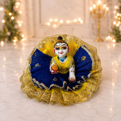 Jogan Meera Double Net Blue Yellow Poshak for Laddu Gopal Ji