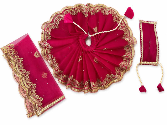 Jogan Meera Dark Pink Single Net Poshak for Radha Ju