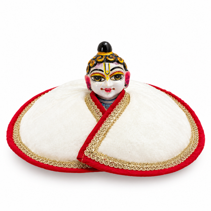 Jogan Meera Winter White Fargul Dress for Laddu Gopal Ji – Warm Winter Wear