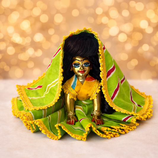 Jogan Meera Green Cotton Lehriya Poshak for Radha Rani