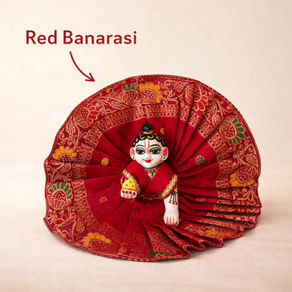 Jogan Meera Red Banarasi Fabric Poshak for Laddu Gopal – Festive Collection
