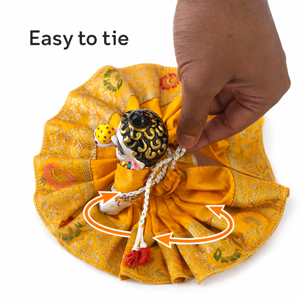 Jogan Meera Yellow Banarasi Fabric Poshak for Laddu Gopal