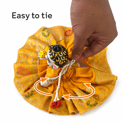 Jogan Meera Yellow Banarasi Fabric Poshak for Laddu Gopal