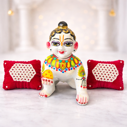 Jogan Meera Pink Moti Work Pillow Pair for Laddu Gopal Seva