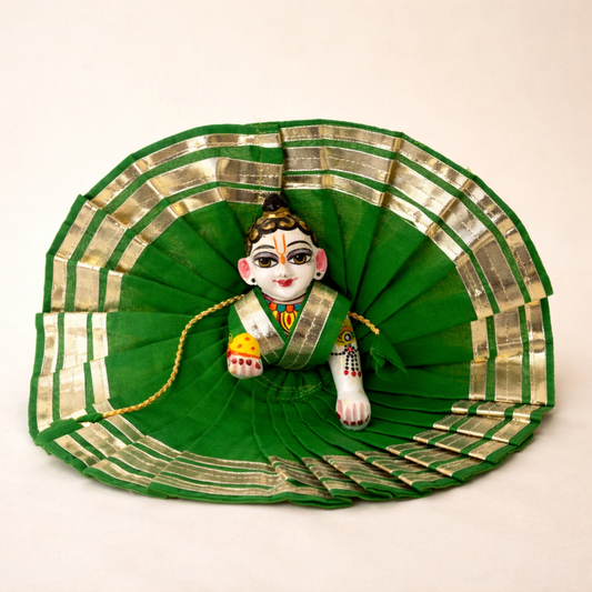 Jogan Meera Dark Green Daily Wear Gotta Cotton Poshak for Laddu Gopal
