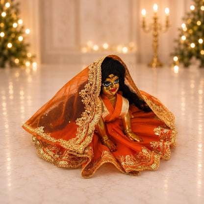 Jogan Meera Orange Single Net Poshak for Radha Ju