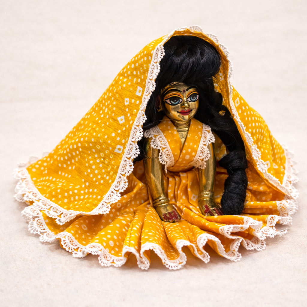Jogan Meera Yellow Bandhani Print Poshak for Radha Rani