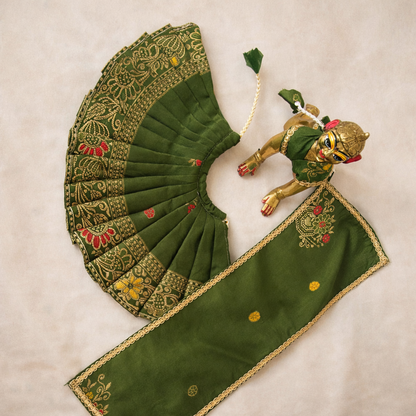 Jogan Meera Green Banarasi Fabric Poshak for Radha Rani – Festive Collection