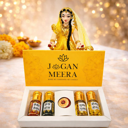 Divine Itra Seva Combo Set Gulab, Mogra, Kesar & Khas (8ml Each)