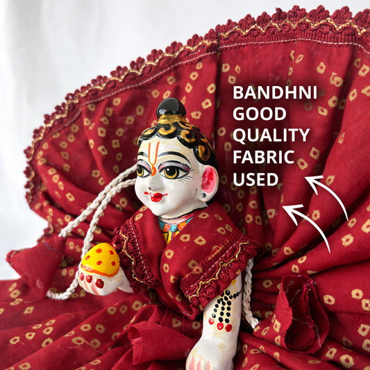Jogan Meera Mehroon Bandhani Print Poshak for Laddu Gopal