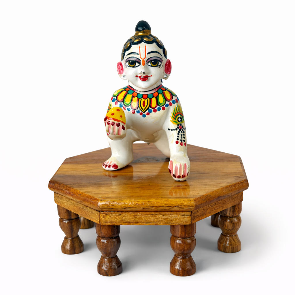 Jogan Meera Astakon Sagwan Wood Choki for Thakurji Seva