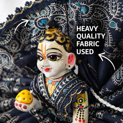 Jogan Meera Dark Blue Cotton Print Poshak for Laddu Gopal