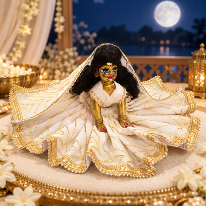 Jogan Meera White Lining Poshak for Sharad Purnima for Radha Rani