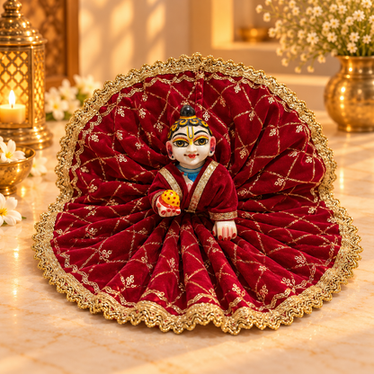 Jogan Meera Red Heavy Velvet Poshak With Blouse for Laddu Gopal