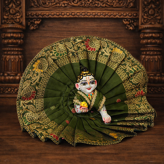 Jogan Meera Green Banarasi Fabric Poshak for Laddu Gopal – Festive Collection
