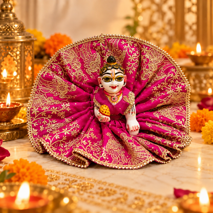 Jogan Meera Dark-Pink Heavy Diwali Raja Rani Poshak for Laddu Gopal