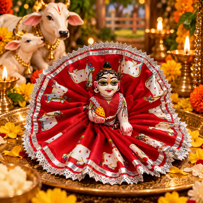 Jogan Meera Gopashtami Special Red Cow Poshak for Laddu Gopal Ji