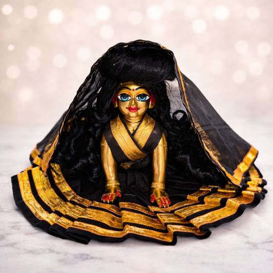 Jogan Meera Black Daily Wear Gotta Cotton Poshak for Radha Rani