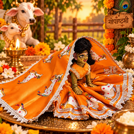 Jogan Meera Gopashtami Special Orange Cow Poshak for Radha Rani Ji