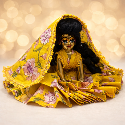 Jogan Meera Yellow Flower Double Frill Poshak for Radha Rani