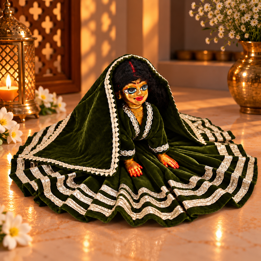 Jogan Meera Mehendi Daily Wear Gotta Velvet Poshak With Blouse for Radha Rani
