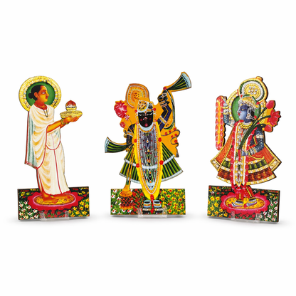 Jogan Meera Shreenathji, Yamunaji & Mahaprabhuji MDF Jhanki (6 Inch)