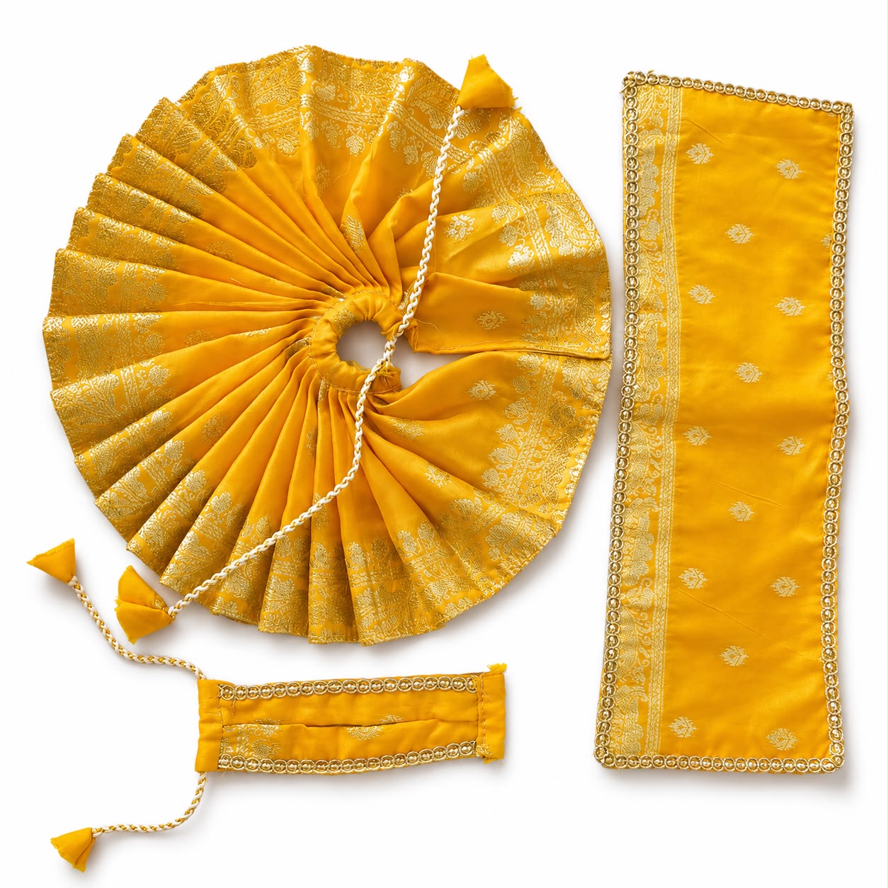 Jogan Meera Banarasi Yellow Poshak for Radha Ju