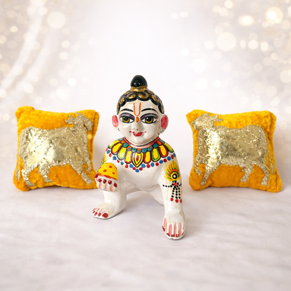 Jogan Meera Yellow Cow Pillow Pair for Laddu Gopal Seva