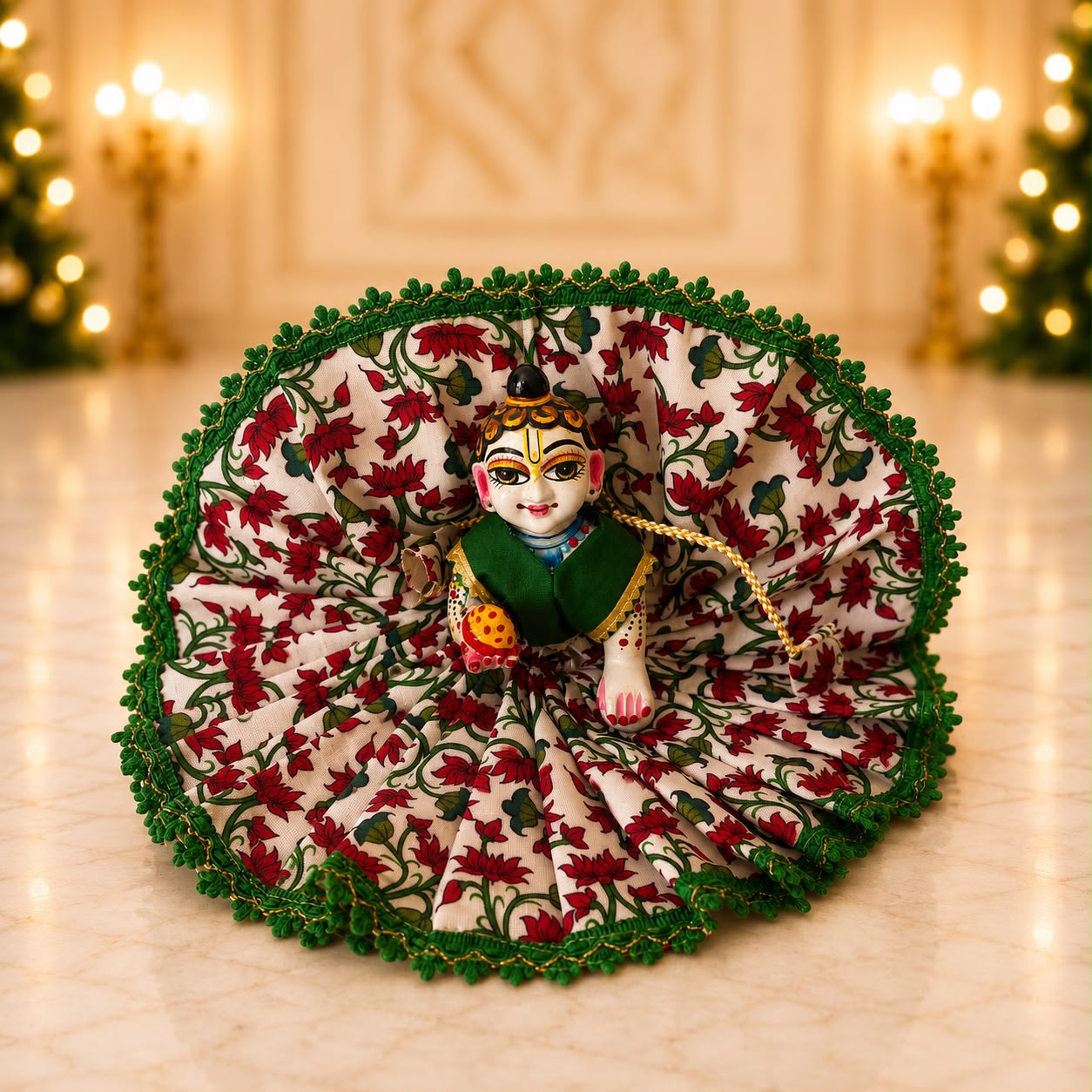 Jogan Meera Hariyali Amavasya Kamal Printed Poshak for Laddu Gopal Ji