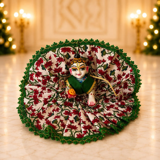 Jogan Meera Hariyali Amavasya Kamal Printed Poshak for Laddu Gopal Ji