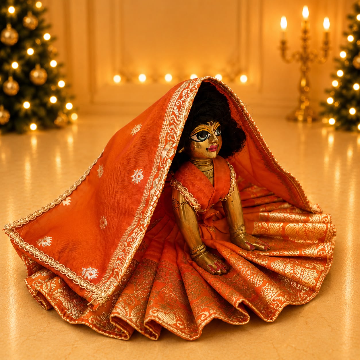 Jogan Meera Banarasi Orange Poshak for Radha Ju