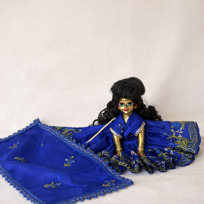 Jogan Meera Royal Blue Heavy Manipuri Embroidery Poshak for Radha Rani