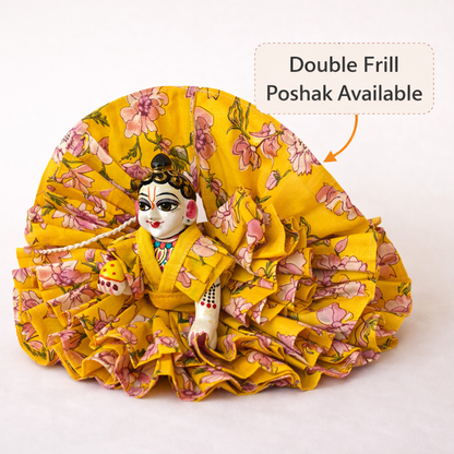Jogan Meera Yellow Flower Double Frill Poshak for Laddu Gopal