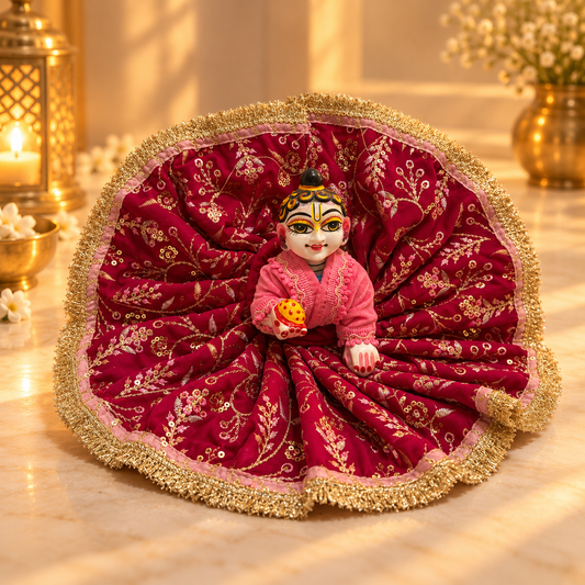 Jogan Meera Royal pink Heavy Velvet Poshak With Blouse for Laddu Gopal