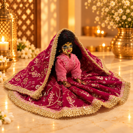 Jogan Meera Royal pink Heavy Velvet Poshak With Blouse for Radha Rani