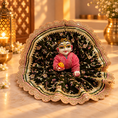 Jogan Meera Mehendi Heavy Velvet Poshak With Blouse for Laddu Gopal