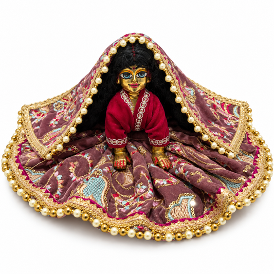 Jogan Meera Brown Rose Heavy Velvet Poshak With Blouse for Radha Rani