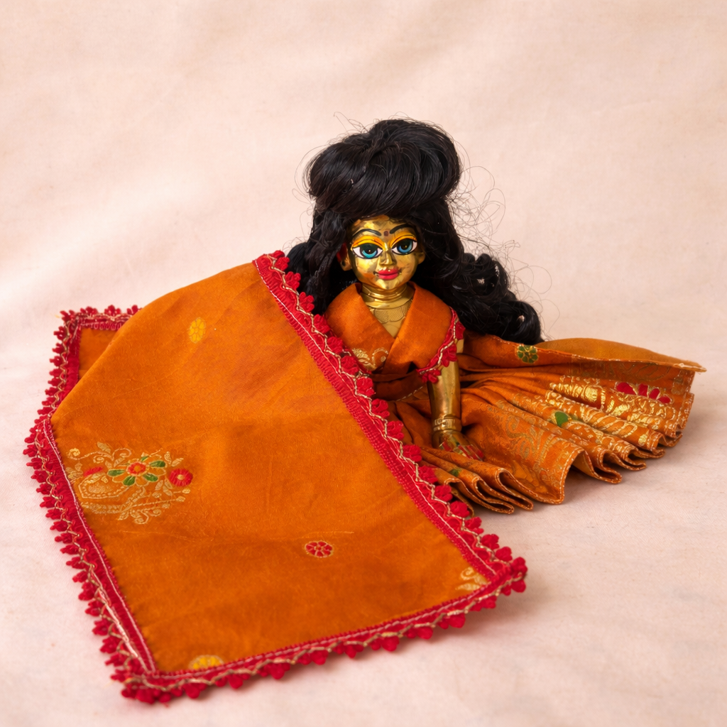 Jogan Meera Brown Banarasi Fabric Poshak for Radha Rani – Festive Collection