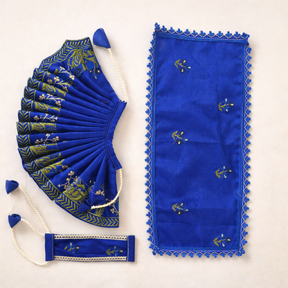 Jogan Meera Royal Blue Heavy Manipuri Embroidery Poshak for Radha Rani