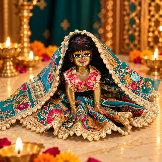 Jogan Meera Multi Heavy Diwali Pure Poshak for Radha Rani