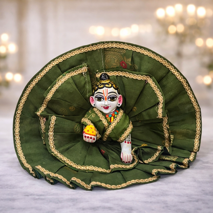 Jogan Meera Double Frill Green Banarasi Poshak for Laddu Gopal