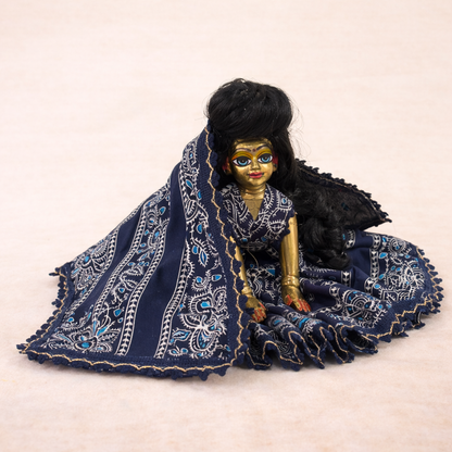 Jogan Meera Dark Blue Cotton Print Poshak for Radha Rani