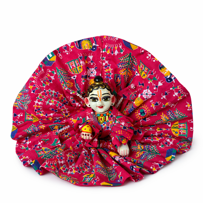 Jogan Meera Pink Multi Print Cotton Poshak for Laddu Gopal