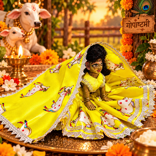 Jogan Meera Gopashtami Special Yellow Cow Poshak for Radha Rani Ji