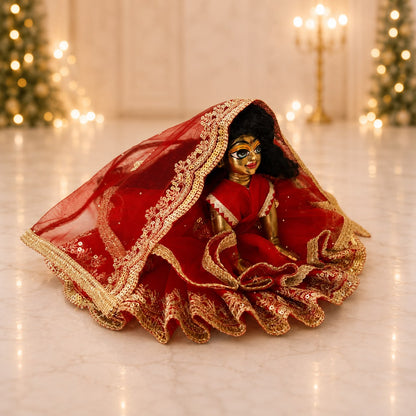 Jogan Meera Double Net Red Poshak for Radha Ju